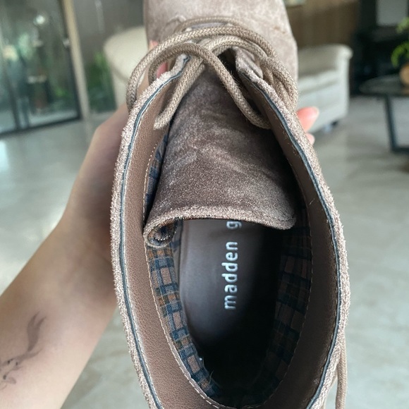 Madden Girl Brown Suede Torch Lace Up Ankle Boots - Picture 2 of 5